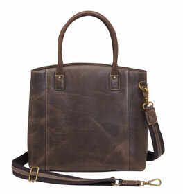 Gun Tote'n Mamas Distressed Leather Town Tote in Brown features full-grain buffalo leather
